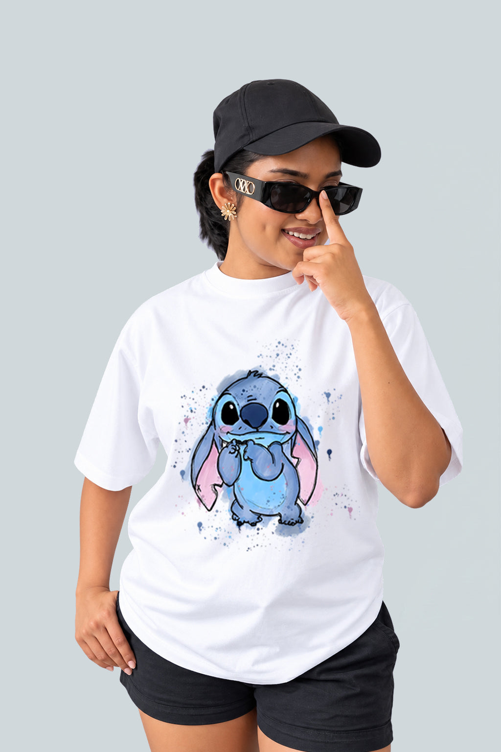 Stitch Watercolor Oversized Tee, front view