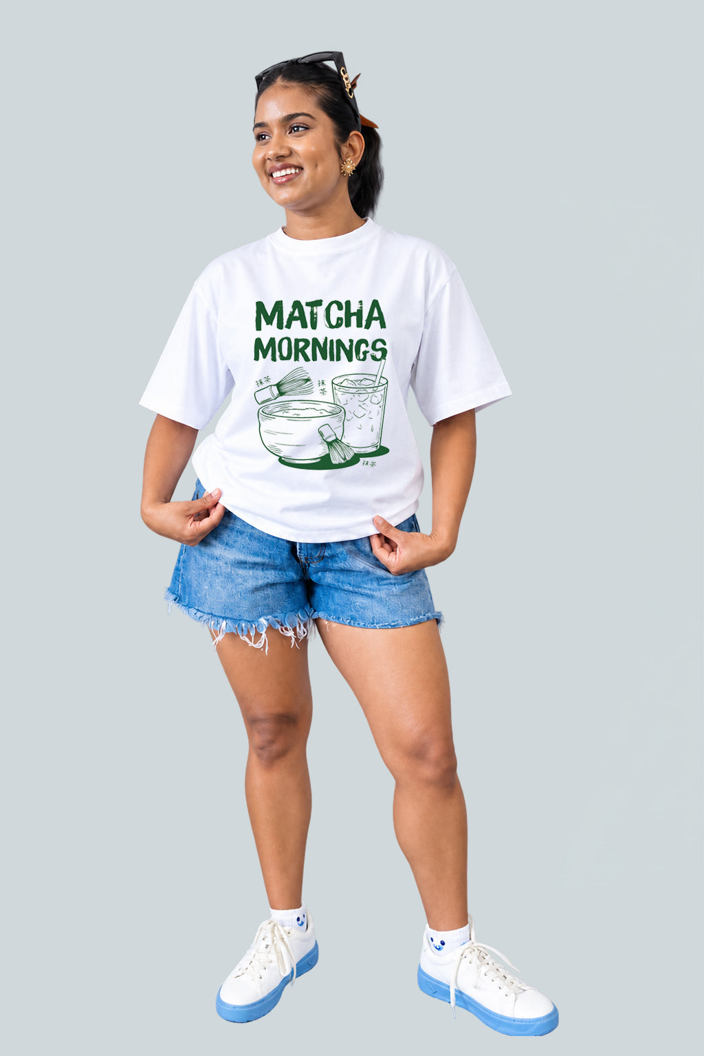 Matcha Morning Oversized Tee, full length view