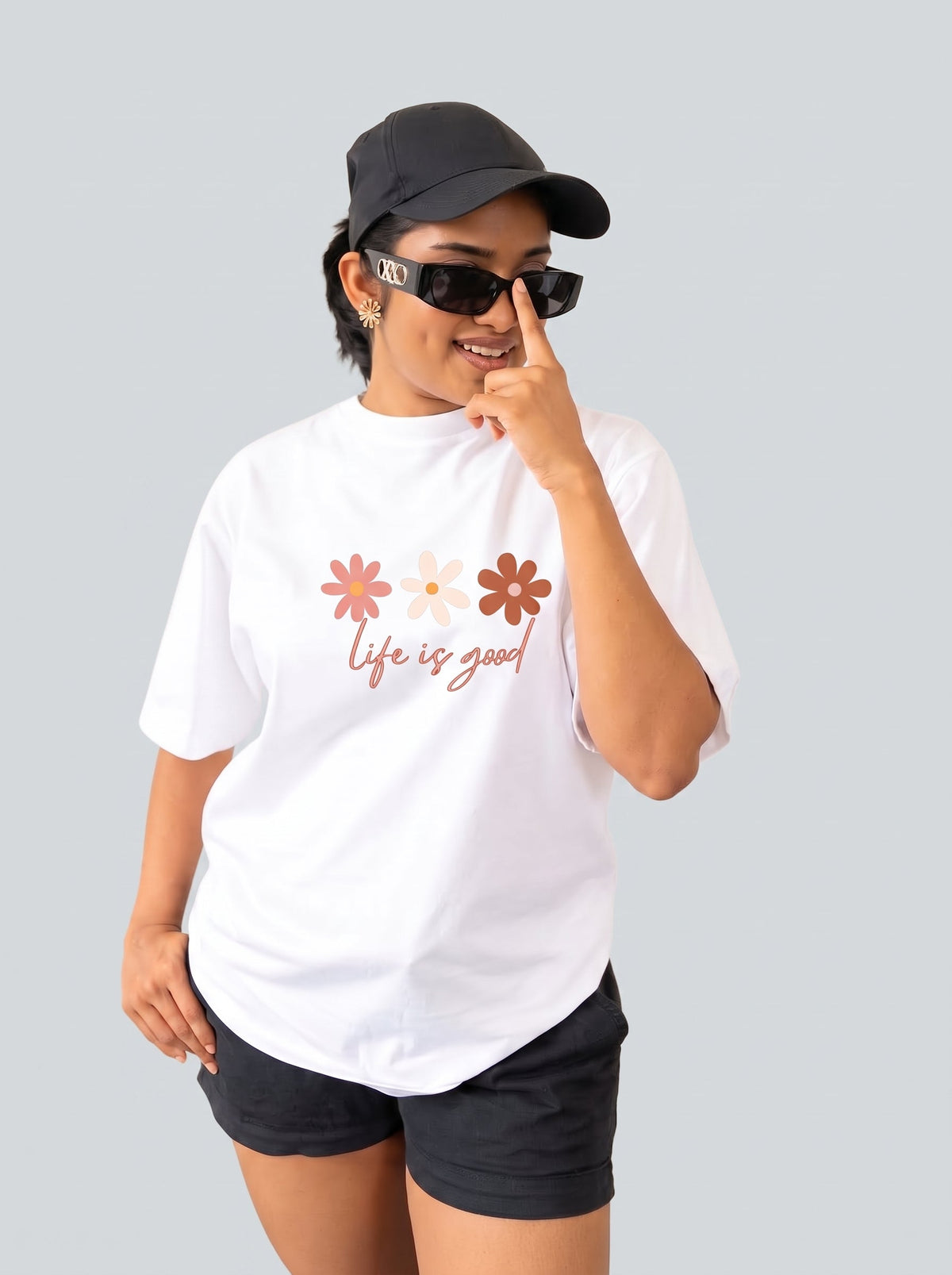 Life Is Good Oversized Tee, front view