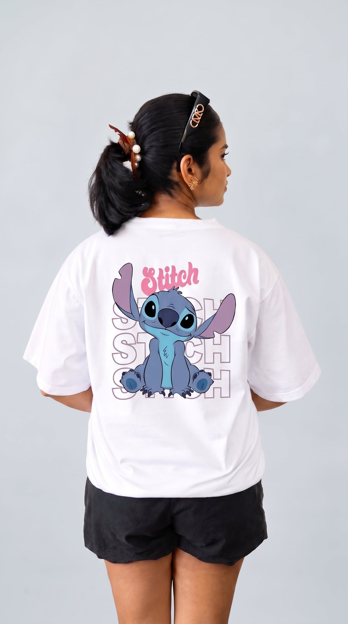 Stitch Front & Back Oversized Tee, back view