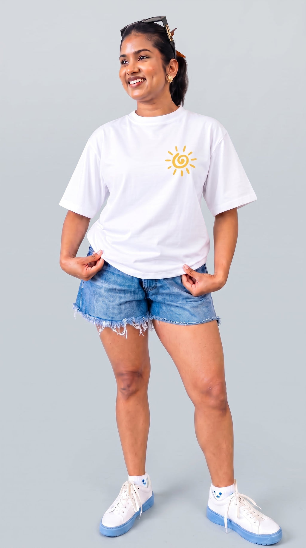 Sun Salt Sandy Oversized Tee, full length view