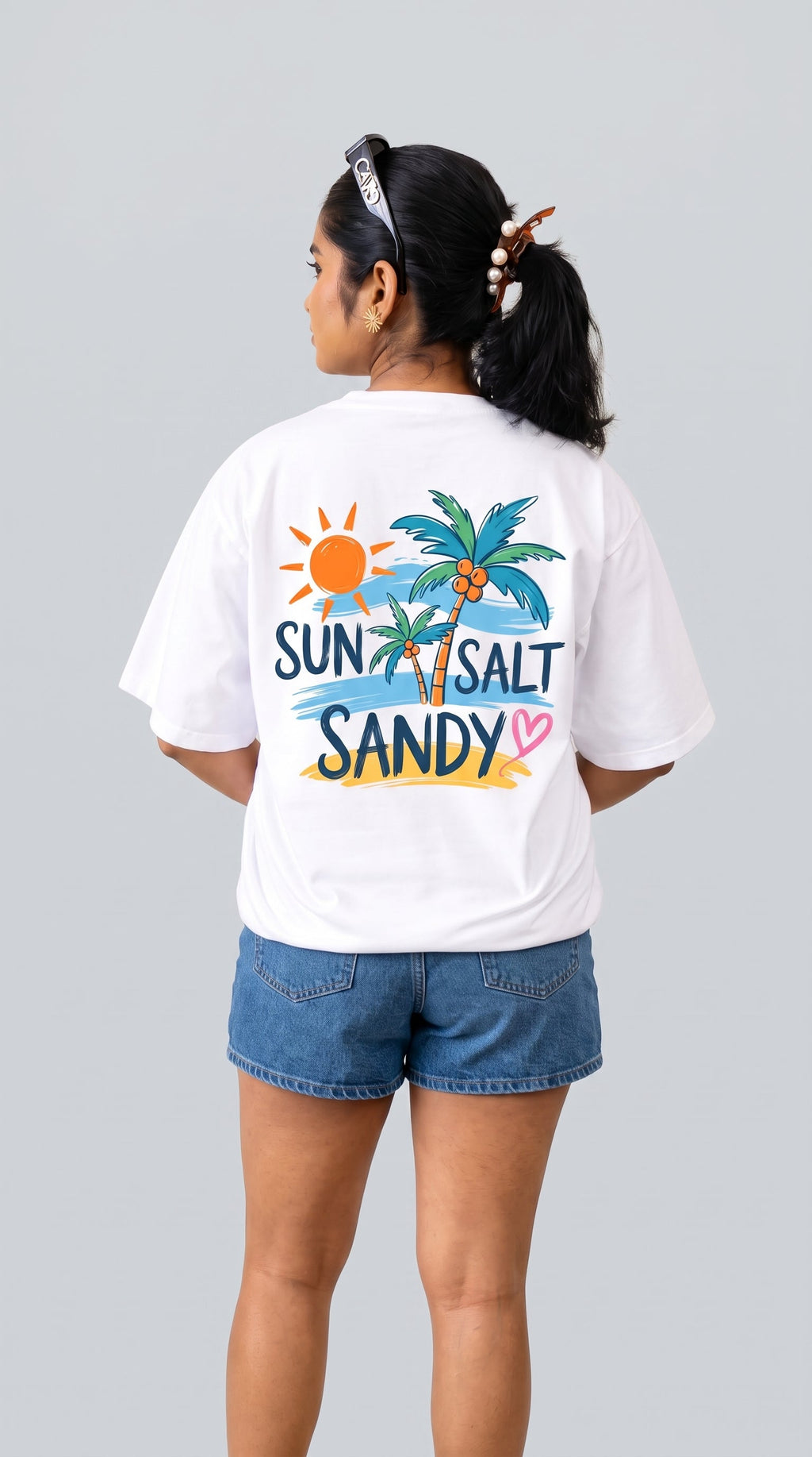 Sun Salt Sandy Oversized Tee, back view