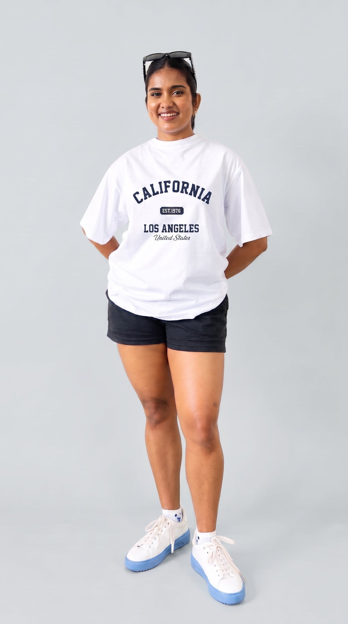California Varsity Oversized Tee, full length view